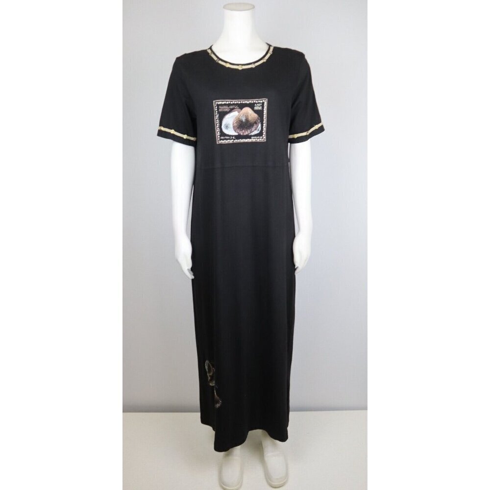 WOMEN'S BLACK T-SHIRT MAXI DRESS - POSITIVE ATTITUDE - SIZE PL - SHELL